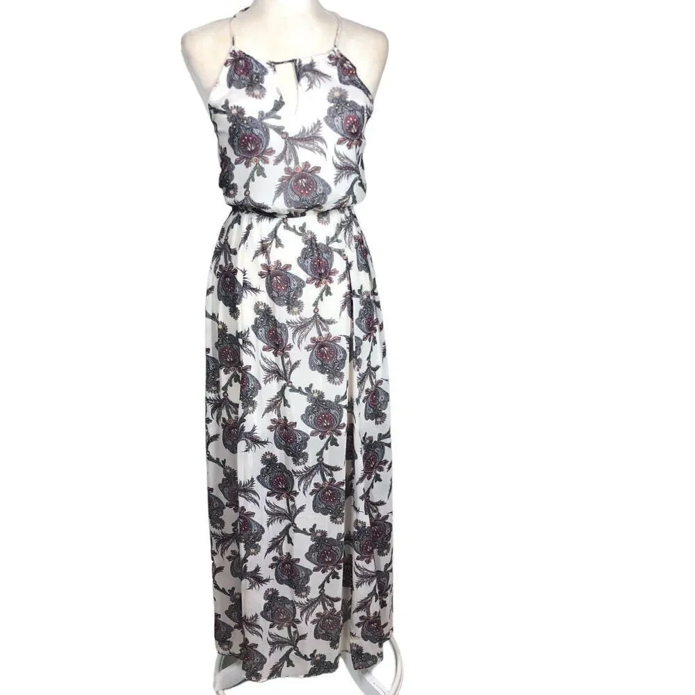 Abercrombie & Fitch Dress M Halter Black Key Hole Bodice Y2K Hippy Boho‎ Maxi